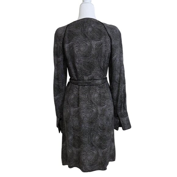 Equipment Femme Womens Size 4 Dress Long Sleeve with Belt Black White Polka Dot - Picture 3 of 7